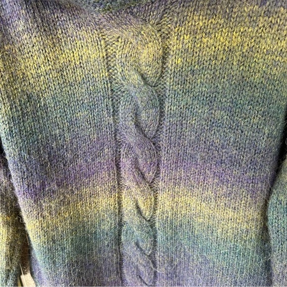 Wool blend Medium Shawl Collar Cable Knit Pullover Sweater Multicolor Ombre Cozy - Picture 5 of 9